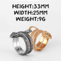Chic Gold Silver Tone Stainless Steel Snake Ring - ArtGalleryZen
