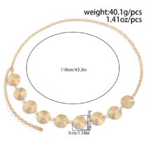 Chic Gold Silver Tone Threaded Round Disk Waist Chain - ArtGalleryZen