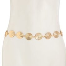 Chic Gold Silver Tone Threaded Round Disk Waist Chain - ArtGalleryZen