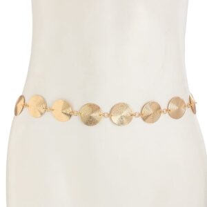 Chic Gold Silver Tone Threaded Round Disk Waist Chain - ArtGalleryZen