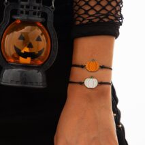 Chic Halloween Pumpkin Pendant Wax Cord Bracelet Set - ArtGalleryZen