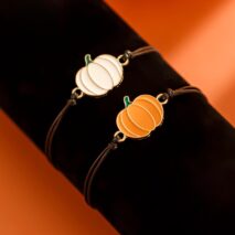 Chic Halloween Pumpkin Pendant Wax Cord Bracelet Set - ArtGalleryZen