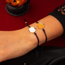 Chic Halloween Pumpkin Pendant Wax Cord Bracelet Set - ArtGalleryZen
