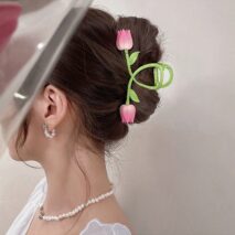 Chic Handmade Colorful Enamel Tulip Chignon Claw Clip Hair Clip - ArtGalleryZen
