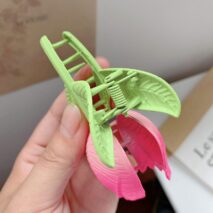 Chic Handmade Enamel Pink Tulip Chignon Claw Clip Hair Clip - ArtGalleryZen