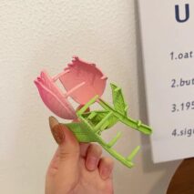 Chic Handmade Enamel Pink Tulip Chignon Claw Clip Hair Clip - ArtGalleryZen