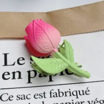 Chic Handmade Enamel Pink Tulip Chignon Claw Clip Hair Clip - ArtGalleryZen