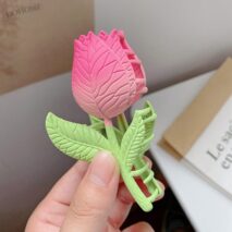 Chic Handmade Enamel Pink Tulip Chignon Claw Clip Hair Clip - ArtGalleryZen