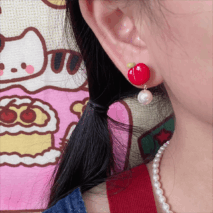 Chic Handmade Pearl Dangle Star Apple Czech Glass Earrings - ArtGalleryZen
