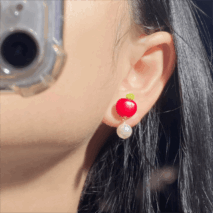 Chic Handmade Pearl Dangle Star Apple Czech Glass Earrings - ArtGalleryZen