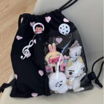 Chic Heart Kpop Fan Display Drawstring Backpack - ArtGalleryZen