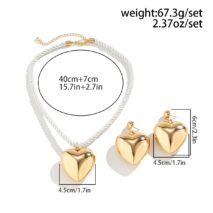 Chic Heart Necklace Earrings Set - ArtGalleryZen