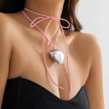 Chic Heart Pendant Colorful Velvet String Necklace - ArtGalleryZen
