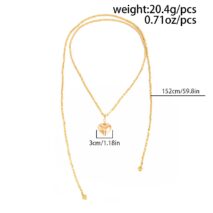 Chic Heart Pendant Square Beaded Long Chain Necklace - ArtGalleryZen
