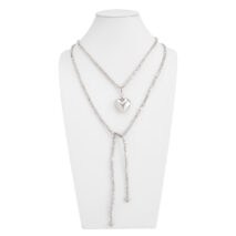 Chic Heart Pendant Square Beaded Long Chain Necklace - ArtGalleryZen