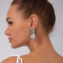 Chic Irregular Gold Silver Tone Pleated Stud Earrings - ArtGalleryZen