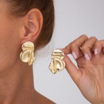 Chic Irregular Gold Silver Tone Pleated Stud Earrings - ArtGalleryZen