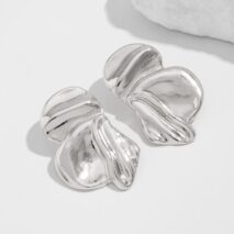 Chic Irregular Gold Silver Tone Pleated Stud Earrings - ArtGalleryZen