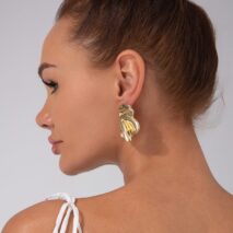 Chic Irregular Gold Silver Tone Pleated Stud Earrings - ArtGalleryZen