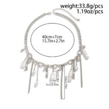 Chic Irregular Pearl Tassel Curb Chain Necklace - ArtGalleryZen