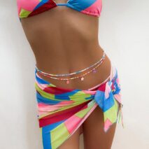 Chic Layered Colorful Enamel Flower Tassel Seed Beaded Waist Chain - ArtGalleryZen