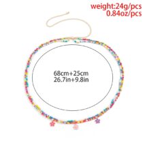 Chic Layered Colorful Enamel Flower Tassel Seed Beaded Waist Chain - ArtGalleryZen