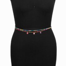 Chic Layered Colorful Enamel Flower Tassel Seed Beaded Waist Chain - ArtGalleryZen