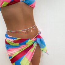 Chic Layered Colorful Enamel Flower Tassel Seed Beaded Waist Chain - ArtGalleryZen