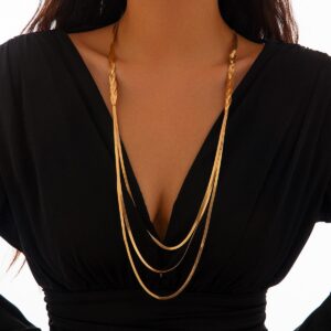 Chic Layered Cross Herringbone Chain Necklace - ArtGalleryZen