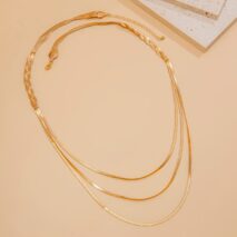 Chic Layered Cross Herringbone Chain Necklace - ArtGalleryZen