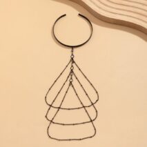 Chic Layered Crystal Inlaid Saturn Chain Tassel Arm Cuff - ArtGalleryZen