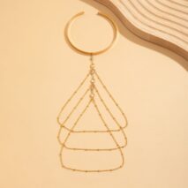 Chic Layered Crystal Inlaid Saturn Chain Tassel Arm Cuff - ArtGalleryZen