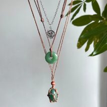 Chic Layered Crystal Sun Pendant Wax Cord String Necklace Set - ArtGalleryZen