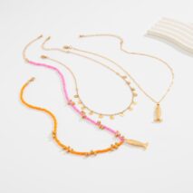 Chic Layered Fish Pendant Sequin Tassel Seed Beaded Necklace Set - ArtGalleryZen