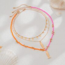 Chic Layered Fish Pendant Sequin Tassel Seed Beaded Necklace Set - ArtGalleryZen