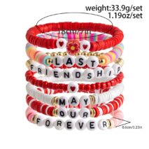 Chic Layered Flower Letter Polymer Clay Beaded Friendship Bracelet Set - ArtGalleryZen