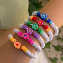 Chic Layered Flower Polymer Clay Beaded Friendship Bracelet Set - ArtGalleryZen