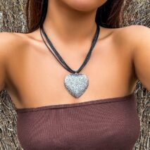 Chic Layered Heart Pendant Wax Cord String Necklace - ArtGalleryZen