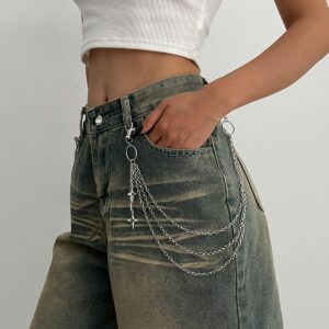 Chic Layered Hollow Star Pendant Trouser Chain - ArtGalleryZen