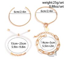 Chic Layered Knotted String Round Disk Cable Chain Bangle Bracelet Set - ArtGalleryZen
