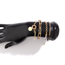 Chic Layered Knotted String Round Disk Cable Chain Bangle Bracelet Set - ArtGalleryZen