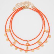 Chic Layered Mermaid Shell Starfish Tassel Seed Bead Necklace Set - ArtGalleryZen