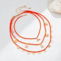 Chic Layered Mermaid Shell Starfish Tassel Seed Bead Necklace Set - ArtGalleryZen