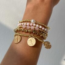 Chic Layered Pattern Round Disk Pearl Charm Seed Beaded Star Bracelet Set - ArtGalleryZen