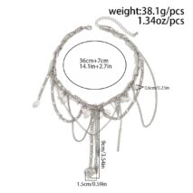 Chic Layered Pearl Rivet Tassel Heart Pendant Cable Chain Y Necklace - ArtGalleryZen