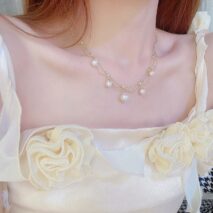 Chic Layered Pearl Tassel Ball Chain Choker Necklace - ArtGalleryZen