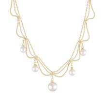 Chic Layered Pearl Tassel Ball Chain Choker Necklace - ArtGalleryZen
