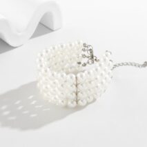 Chic Layered Pearl Wristband Bracelet - ArtGalleryZen