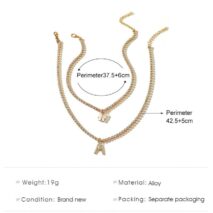 Chic Layered Rhinestone Inlaid Butterfly Initial Letter Pendant Choker Necklace Set - ArtGalleryZen