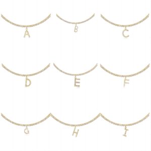 Chic Layered Rhinestone Inlaid Butterfly Initial Letter Pendant Choker Necklace Set - ArtGalleryZen